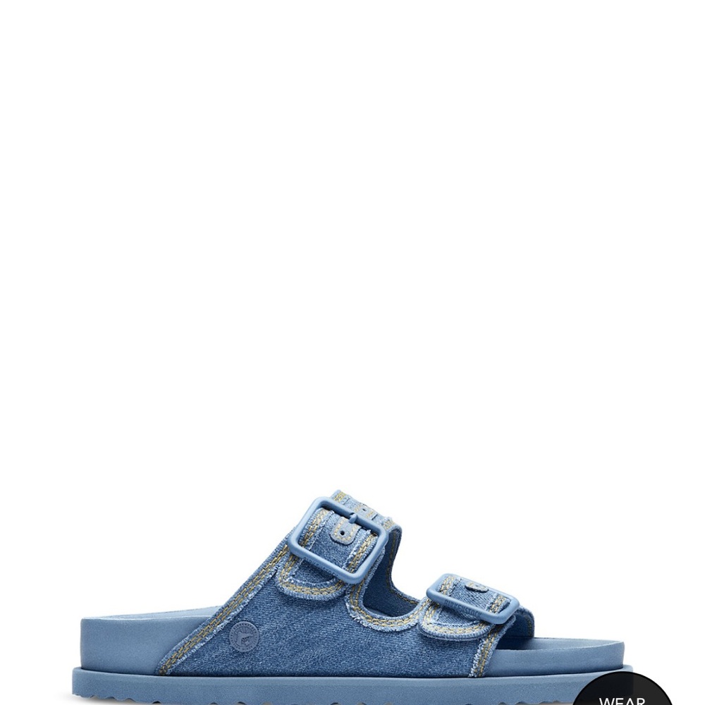 Unique Birkenstock stonewashed denim big buckle size 9